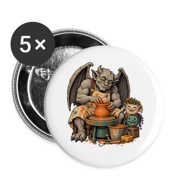 Gargoyle töpfert an der Drehscheibe - Buttons groß 56 mm (5er Pack) - Weiß - Vorne