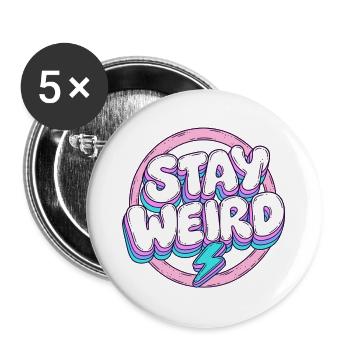 Stay Weird Pastell-Schriftzug mit Blitz - Buttons groß 56 mm (5er Pack) - Weiß - Vorne