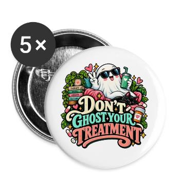 Niedliche Geisterbehandlung - Buttons groß 56 mm (5er Pack) - Weiß - Vorne