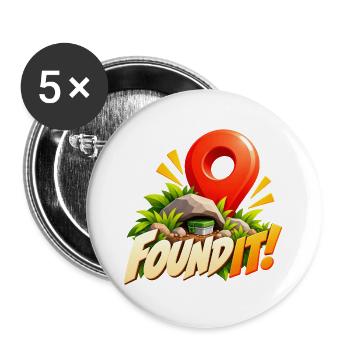 Found It! Schatzfund Abenteuer - Buttons groß 56 mm (5er Pack) - Weiß - Vorne