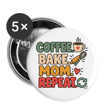 Backmama Bäckerin Köchin Mama Kaffeeliebhaberin Kunst - Buttons groß 56 mm (5er Pack) - Weiß - Vorne