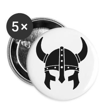 Horned Viking Helmet Silhouette - Buttons groß 56 mm (5er Pack) - Weiß - Vorne
