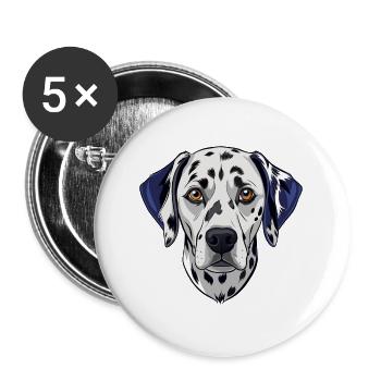 Dalmatinerkopf - Buttons groß 56 mm (5er Pack) - Weiß - Vorne
