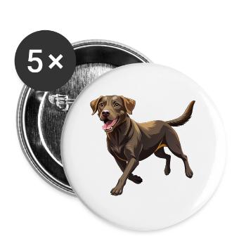 Labrador Retriever Hundelauf - Buttons groß 56 mm (5er Pack) - Weiß - Vorne