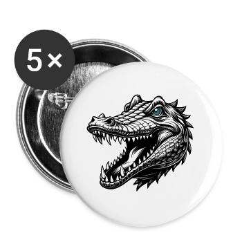 Krokodil - Buttons groß 56 mm (5er Pack) - Weiß - Vorne