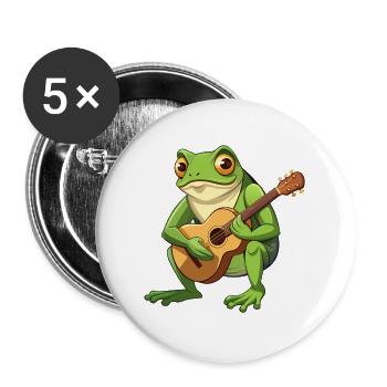 Froschkröte spielt akustische Gitarre - Buttons groß 56 mm (5er Pack) - Weiß - Vorne