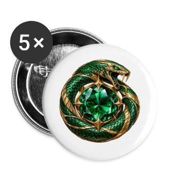 Smaragdgrüner Ouroboros - Buttons groß 56 mm (5er Pack) - Weiß - Vorne