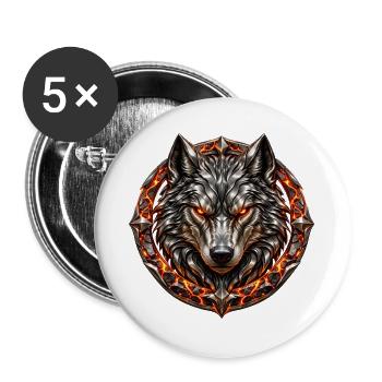Molten Steel Wolf - Buttons groß 56 mm (5er Pack) - Weiß - Vorne