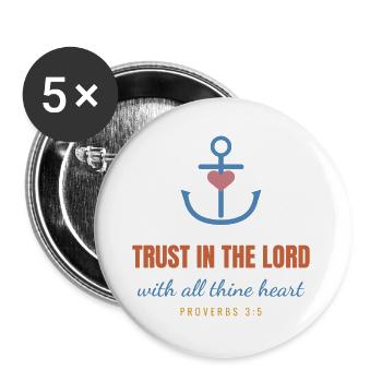 Trust In The Lord – Proverbs 3:5 Christian - Buttons groß 56 mm (5er Pack) - Weiß - Vorne