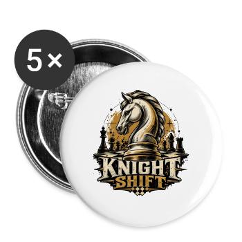 Knight Shift - Chess Knight Vintag Design - Buttons groß 56 mm (5er Pack) - Weiß - Vorne