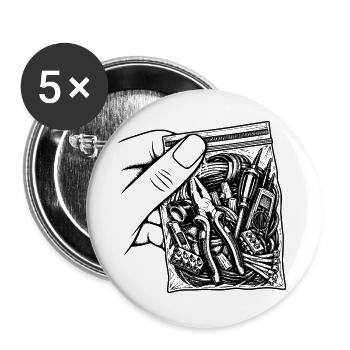 Suchtelektriker – Beutelzangenmultimeter - Buttons groß 56 mm (5er Pack) - Weiß - Vorne