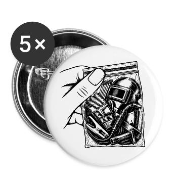Addiction Soudure – Masken- und Gan Schweißbeutel - Buttons groß 56 mm (5er Pack) - Weiß - Vorne