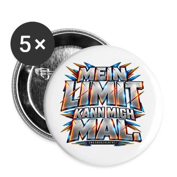 Mein Limit kann mich mal! – Fitness & Krafttrainin - Buttons groß 56 mm (5er Pack) - Weiß - Vorne