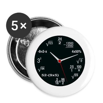 Mathe-Nerd – Die etwas andere Uhr - Buttons groß 56 mm (5er Pack) - Weiß - Vorne