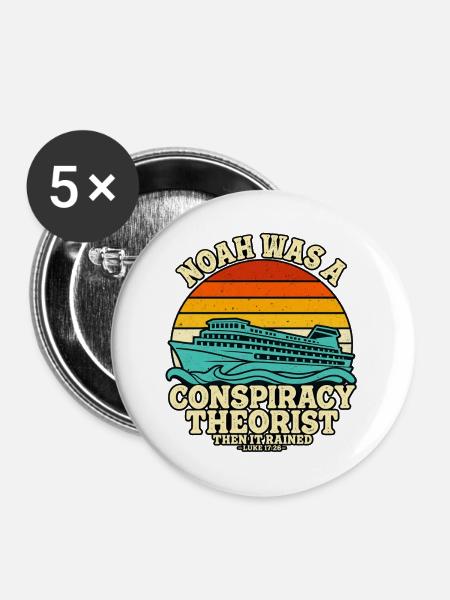 Noah-Verschwörungstheoretiker - Buttons groß 56 mm (5er Pack) - Weiß