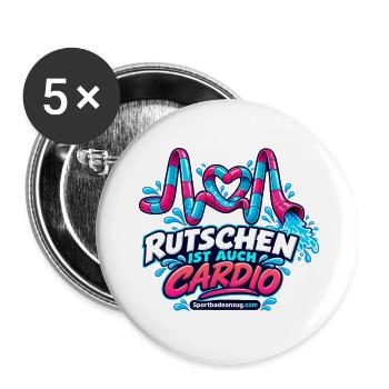 Rutschen Cardio Spaß Shirt - Buttons groß 56 mm (5er Pack) - Weiß - Vorne