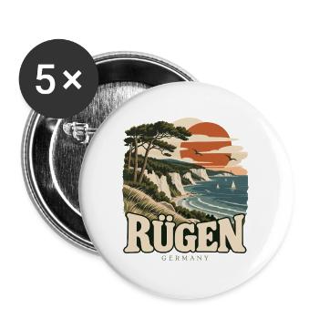 Rügen Germany Baltic Coast - Buttons groß 56 mm (5er Pack) - Weiß - Vorne