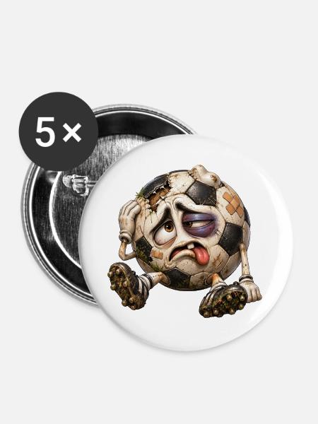 Müder Fußball nach dem Spiel - Buttons groß 56 mm (5er Pack) - Weiß