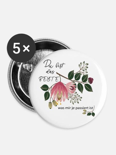Du bist das Beste - Buttons groß 56 mm (5er Pack) - Weiß