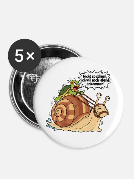 Lahme Schnecke - Buttons groß 56 mm (5er Pack) - Weiß