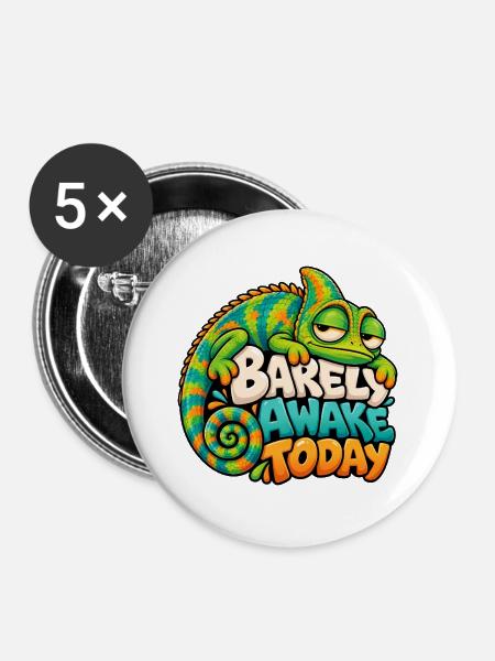 Chamäleon - Buttons groß 56 mm (5er Pack) - Weiß
