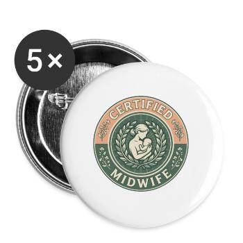 Vintage zertifizierte Hebammenmutter Säuglingslorbeeroberteil - Buttons groß 56 mm (5er Pack) - Weiß - Vorne