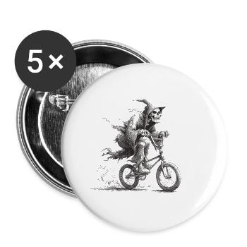 SKull biker - Buttons groß 56 mm (5er Pack) - Weiß - Vorne