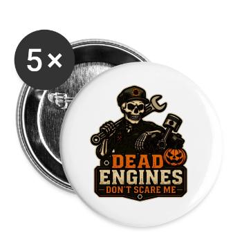 Lustiger Skelettmechaniker Tote Motoren machen M keine Angst - Buttons groß 56 mm (5er Pack) - Weiß - Vorne