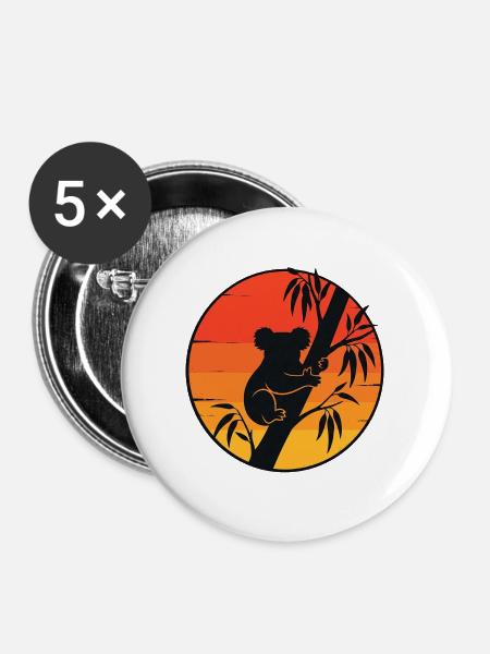 Koala Sonnenuntergang - Buttons groß 56 mm (5er Pack) - Weiß