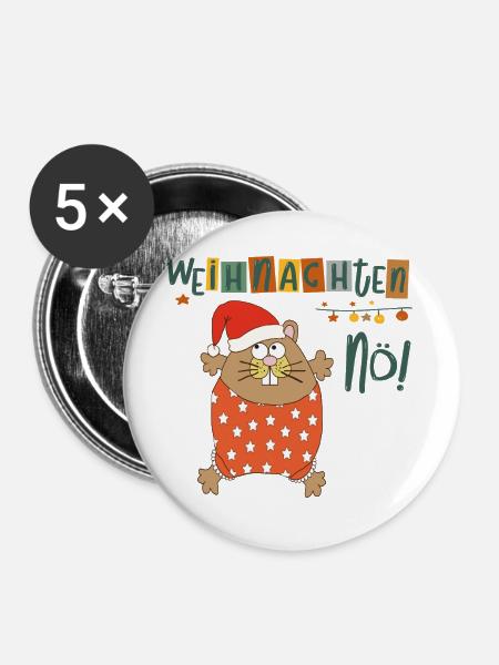 Weihnachten - Buttons groß 56 mm (5er Pack) - Weiß