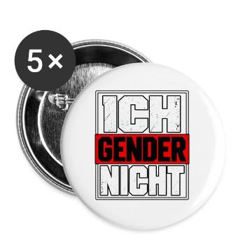 Ich gender nicht – Statement Spruch - Buttons groß 56 mm (5er Pack) - Weiß - Vorne