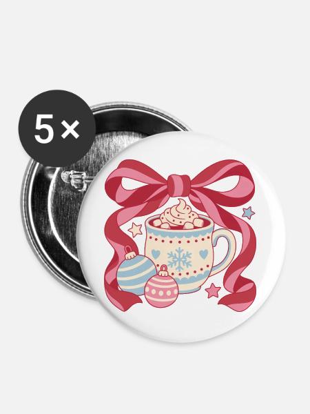 Christmas Cocoa Bow - Buttons groß 56 mm (5er Pack) - Weiß