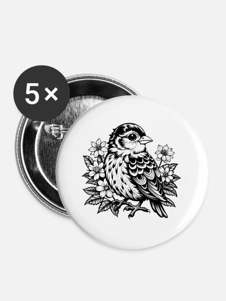 Spatz - Buttons groß 56 mm (5er Pack) - Weiß