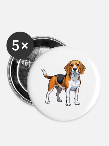 Beagle - Buttons groß 56 mm (5er Pack) - Weiß