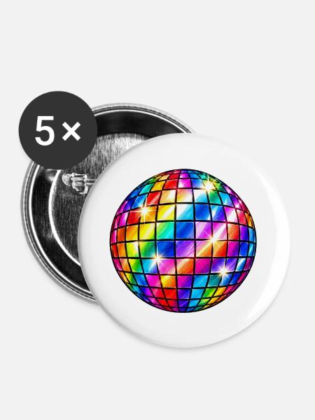 Prisma-Mosaik-Discokugel - Buttons groß 56 mm (5er Pack) - Weiß
