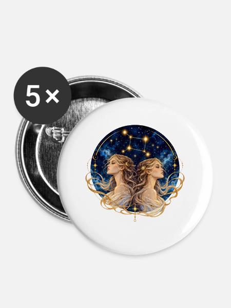 Sternzeichen Zwilling Kosmische Zwillingsgöttinnen - Buttons groß 56 mm (5er Pack) - Weiß