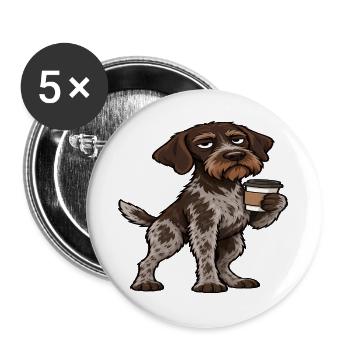 Deutsch Drahthaar Deutsch-Drahthaar Besitzer - Buttons groß 56 mm (5er Pack) - Weiß - Vorne