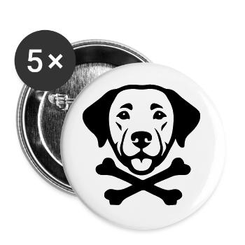 Hundekopf Knochen Logo - Buttons groß 56 mm (5er Pack) - Weiß - Vorne