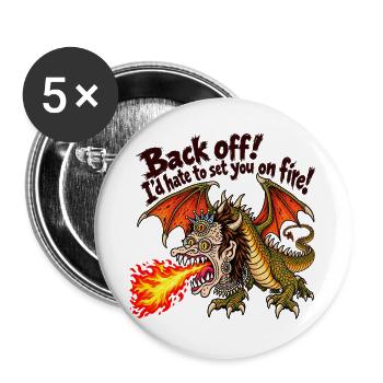 Drache - Buttons groß 56 mm (5er Pack) - Weiß - Vorne