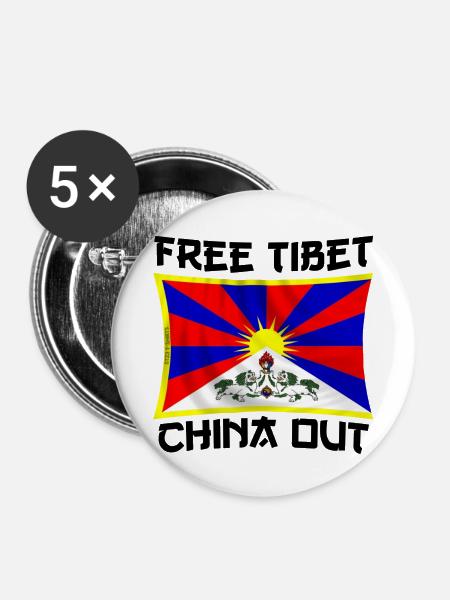 free Tibet - Buttons groß 56 mm (5er Pack) - Weiß