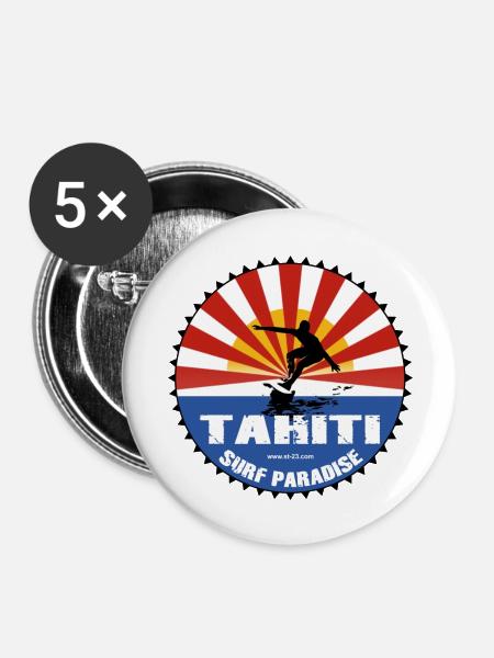 Surf tahiti - Buttons groß 56 mm (5er Pack) - Weiß