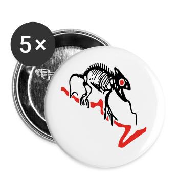 Gecko squelette - Lot de 5 grands badges (56 mm) - blanc - Devant