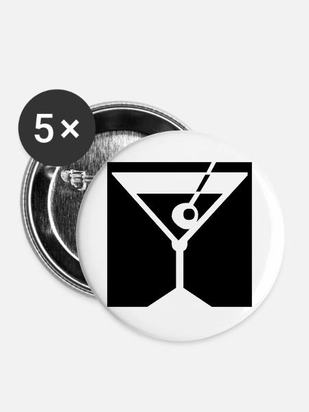 Cocktail - Buttons groß 56 mm (5er Pack) - Weiß