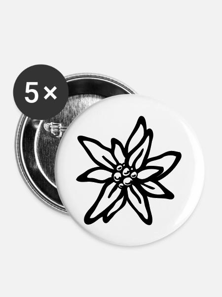Edelweiß - Buttons groß 56 mm (5er Pack) - Weiß