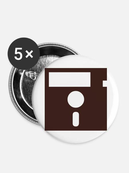 Diskette - Buttons groß 56 mm (5er Pack) - Weiß