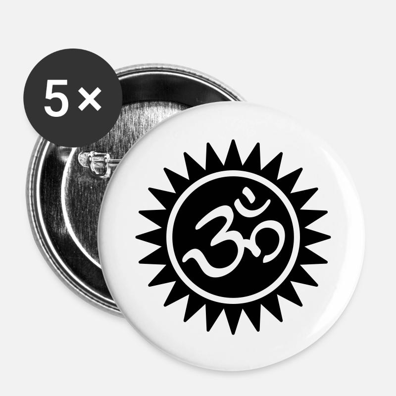 Sun Om Symbol - Buttons large 2.2''/56 mm (5-pack) - white
