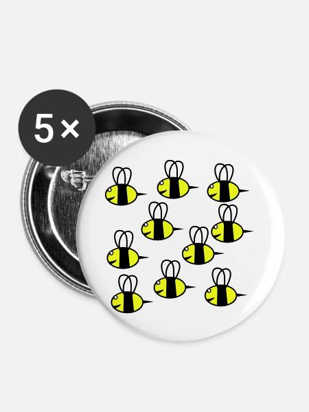 swarm of friendly bees - Buttons large 2.2''/56 mm (5-pack) - white