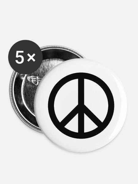 Friedenszeichen - Buttons groß 56 mm (5er Pack) - Weiß