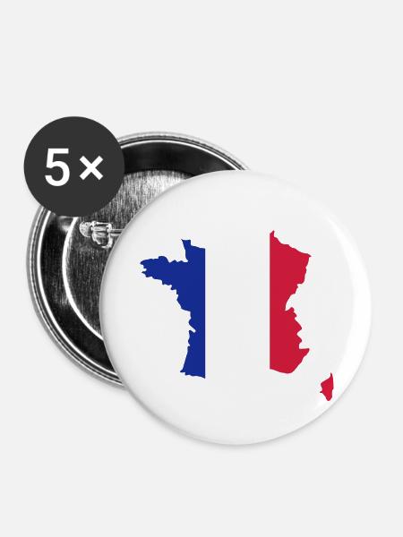 France - Buttons groß 56 mm (5er Pack) - Weiß