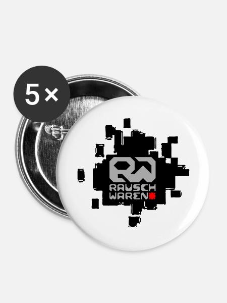 Rauschwaren Komplettlogo - Buttons groß 56 mm (5er Pack) - Weiß